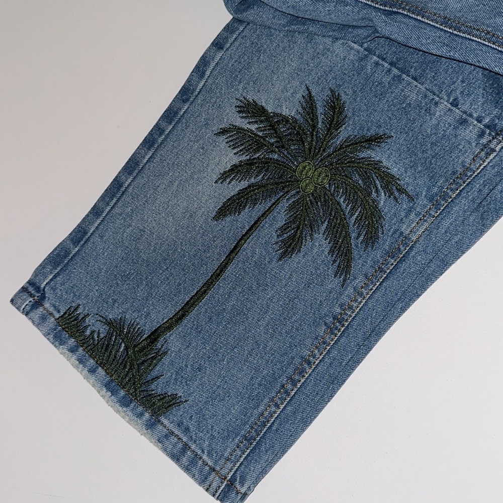 NEW SHEIN MENS TROPICAL PALM TREE JEANS - Picture 3 of 9